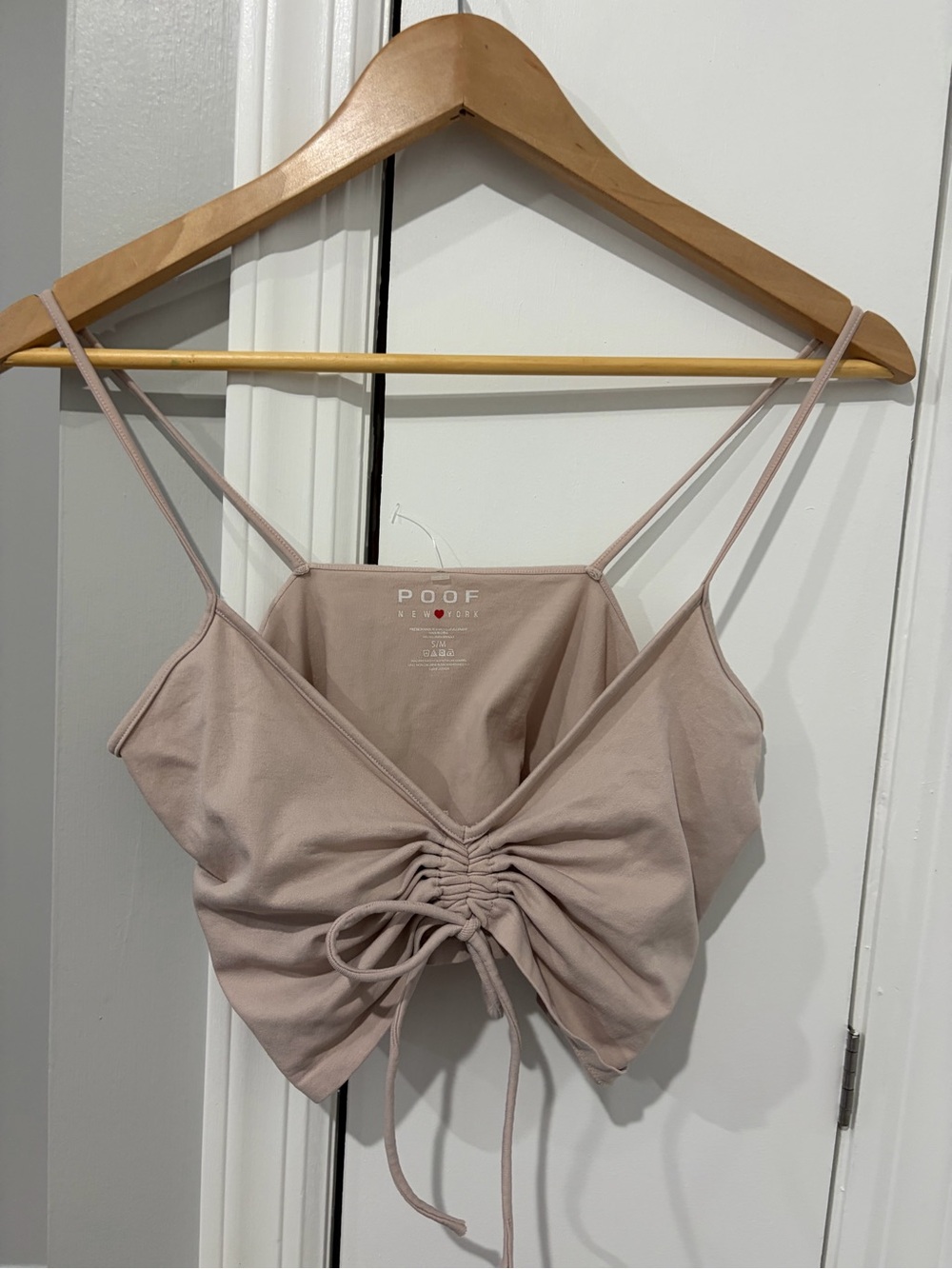Poof New York Blush Ruched Drawstring Cami Tank